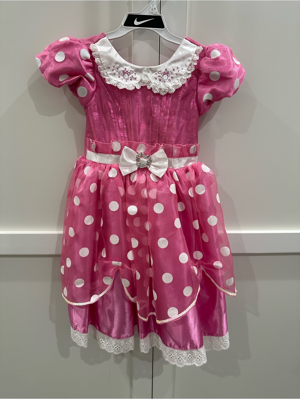 Mini Mouse Costume Disney Store Pink Polka Dot Dress with gloves and mouse ears